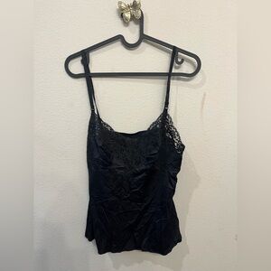 Vassarette Black Cami with Lace Detail